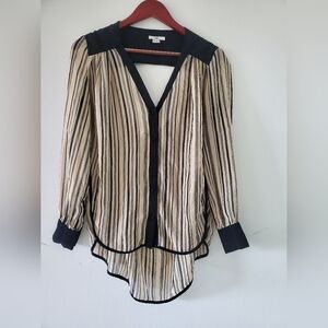 Bar III Black and Cream Striped Blouse